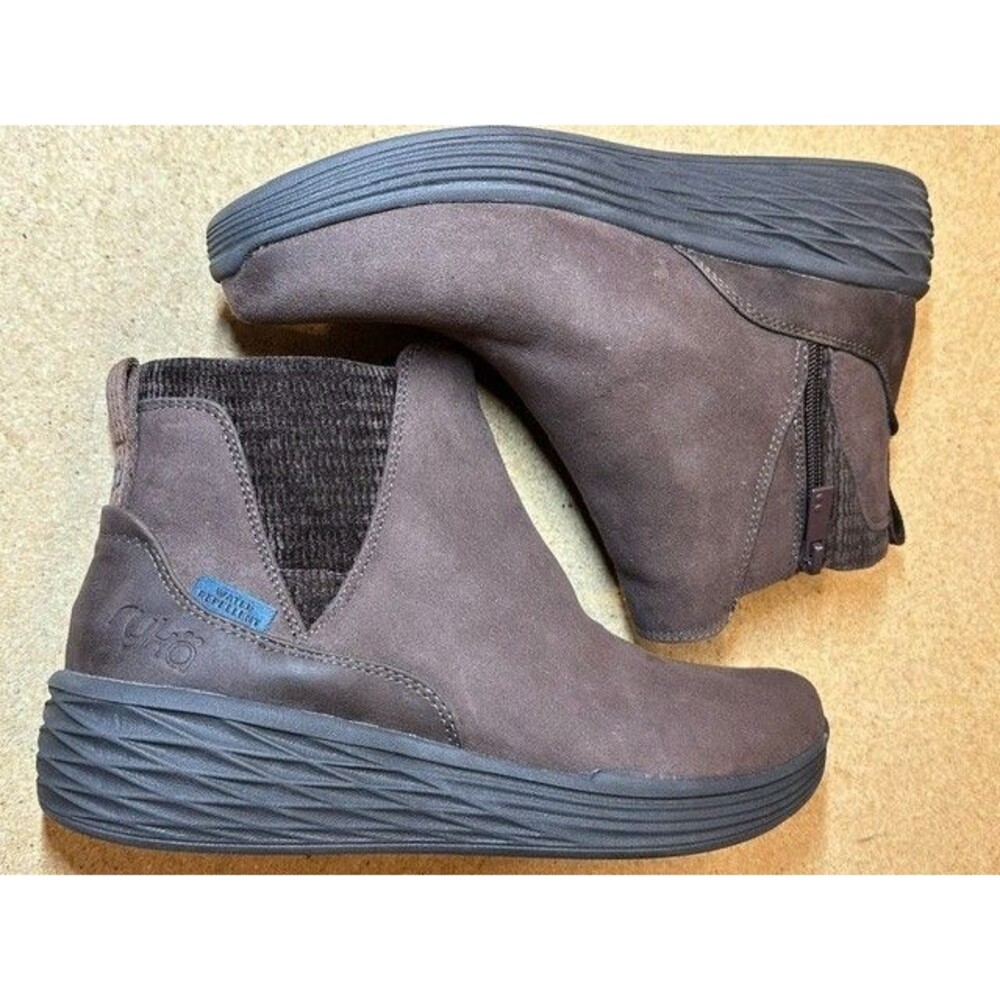 Ryka Noelle Next Women's 8M Brown Suede Wedge Chelsea Boots Water Repellent